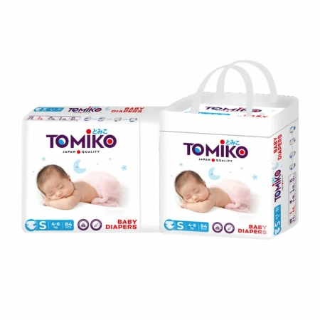 ПОДГУЗНИКИ ДЕТСКИЕ S (4-6 КГ) 84 ШТ. TOMIKO PREMIUM SOFT